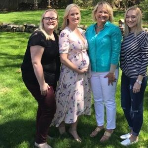 Pink floral maternity dress